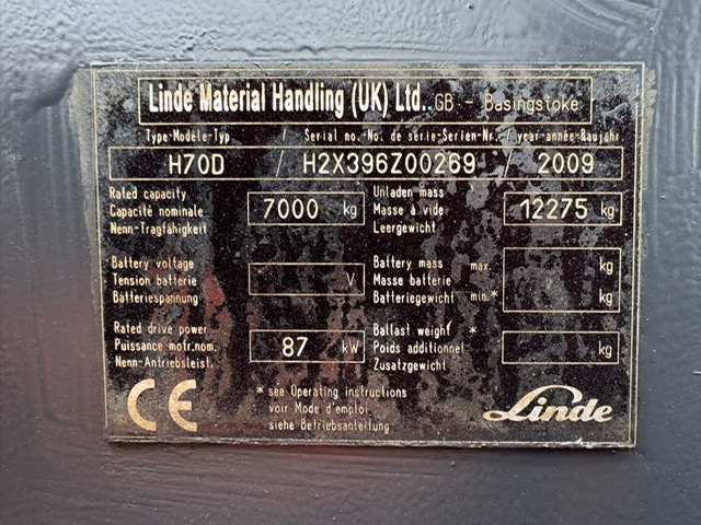 Linde H70D - 7 Tonne Diesel Forklift Truck